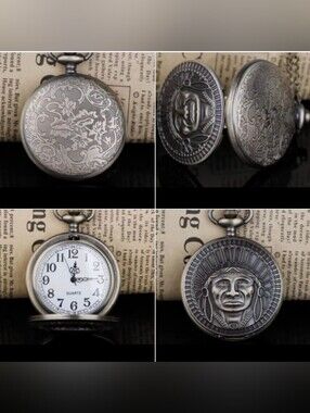 Native American Indian Chief pocket watch Choose Color Or Bronze